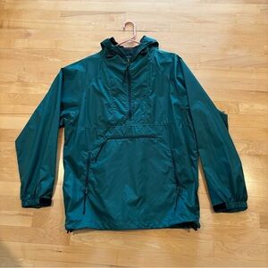 REI Men's Deep Green Hooded Quarter-Zip Windbreaker Jacket